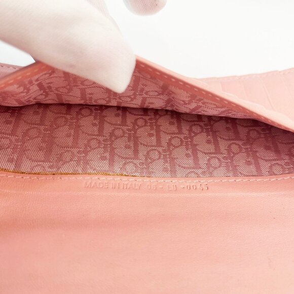 Authentic DIOR Lady Dior Long Flap Wallet Pink Trotter Cannage Lambskin Leather - Picture 13 of 13